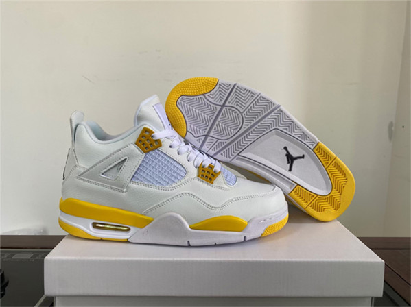 Men's Hot Sale Running weapon Air Jordan 4 White/Yellow Shoes 182